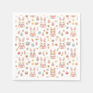 Kawaii Bunny Café Ostern Süße Chibi Hasen Serviette