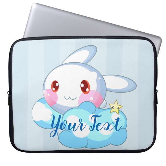 Kawaii Bunny, Cloud & Star Custom Laptopschutzhülle (Vorderseite)