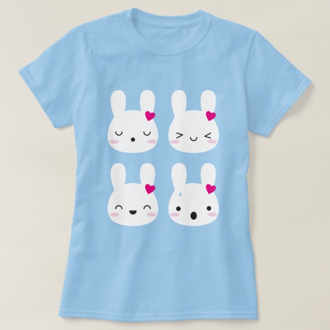 Kawaii Bunny Emotions T-Shirt (Design vorne)