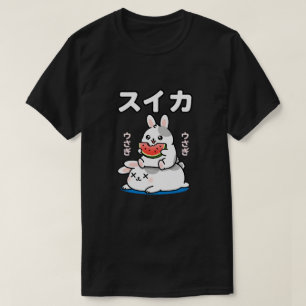 Kawaii Bunny isst Wassermelone japanische Hasenkun T-Shirt