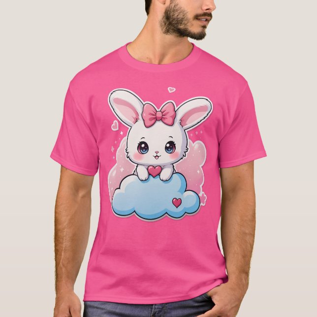 Kawaii Bunny Niedlich Chibi Rabbit Kunst, Dichtung T-Shirt (Vorderseite)