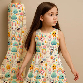 Kawaii Bunny Pastel Whimsical Nursery Fabric Print Stoff
