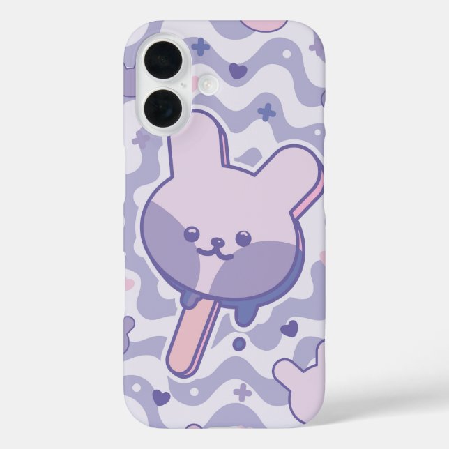 Kawaii Bunny Popsicle iPhone 16 Hülle (Rückseite)