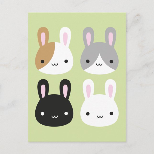 Kawaii Bunny Rabbits Postkarte (Vorderseite)