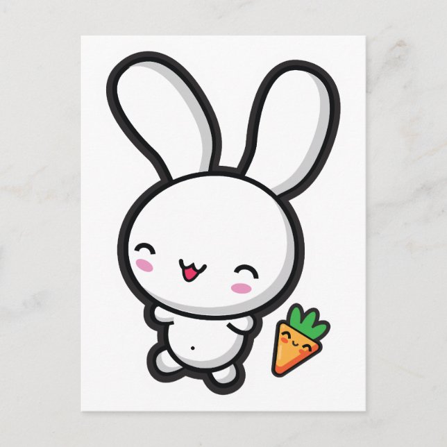 Kawaii Bunny und Carrot Postkarte (Vorderseite)