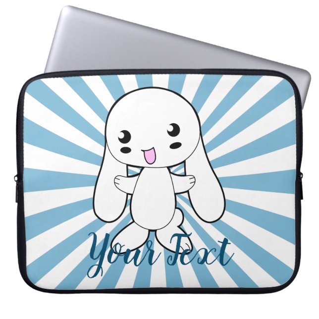 Kawaii Bunny's Hug Custom Laptopschutzhülle (Vorderseite)