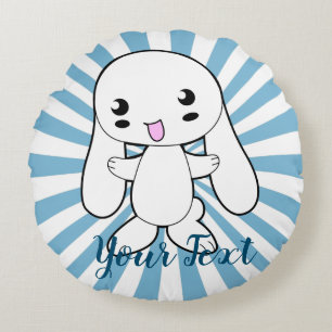 Kawaii Bunny's Hug Custom Rundes Kissen