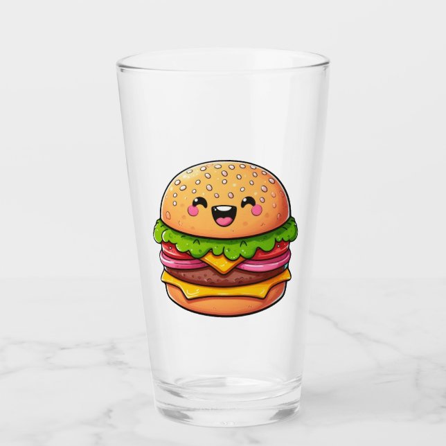 Kawaii Burger Delight Glas (Vorderseite)