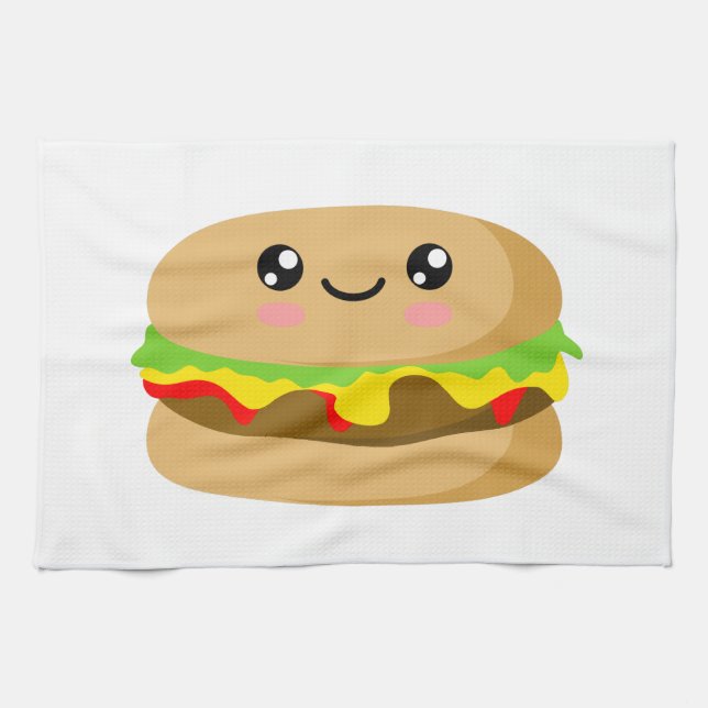Kawaii Burger Geschirrtuch (Horizontal)