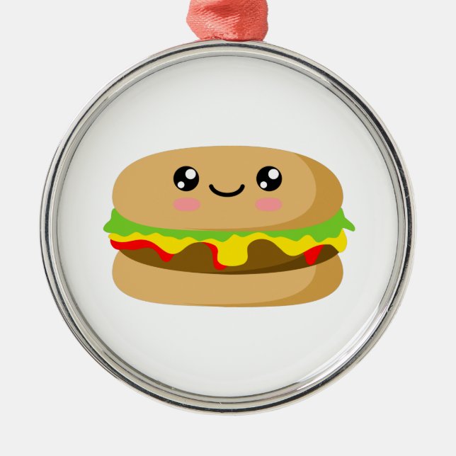 Kawaii Burger Ornament Aus Metall (Vorne)