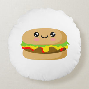 Kawaii Burger Rundes Kissen