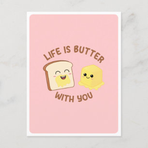 Kawaii Butter Brot Food Pun Liebe Freundschaft Zit Postkarte