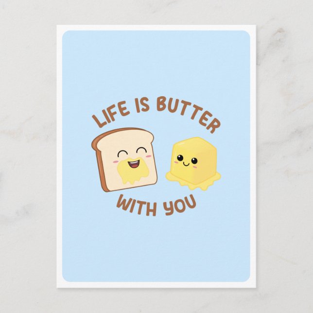 Kawaii Butter Brot Pub Liebe Freundschaftsangebot  Postkarte (Vorderseite)