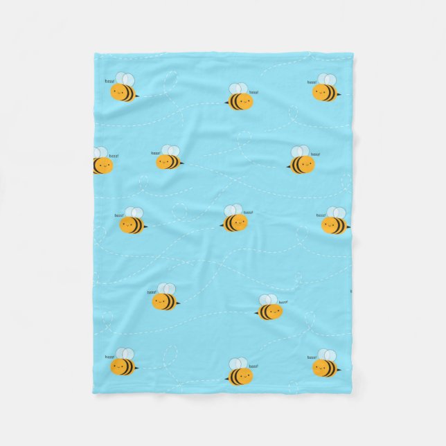 Kawaii Buzzy Hummel-Bienen Fleecedecke (Vorderseite)