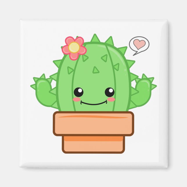 Kawaii Cactus Magnet (Vorne)