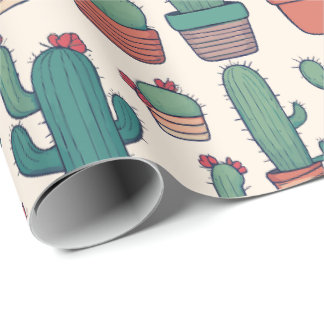 Kawaii Cactus Pattern Design Geschenkpapier