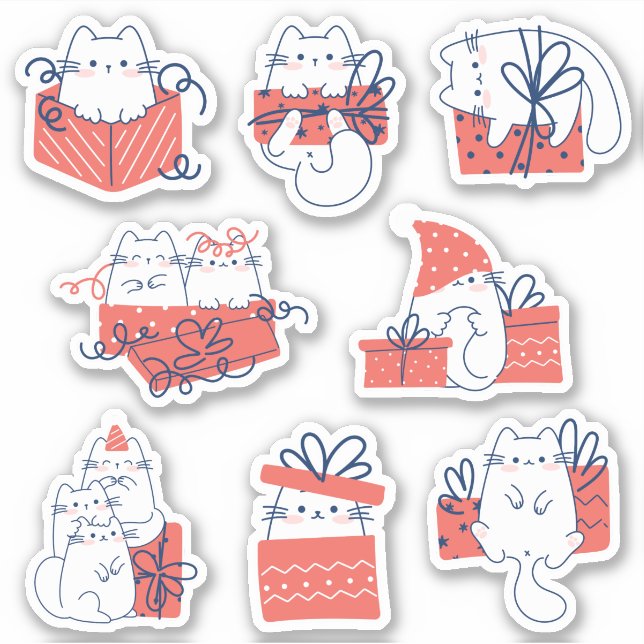 Kawaii Cadeau cadeau boîte Kitty Vinyl Stickers (Devant)