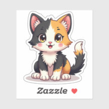 Kawaii Calico Cat Sticker - Niedliches Haustier Ar