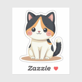 Kawaii Calico Katze mit rosa Wangen lächeln Aufkleber