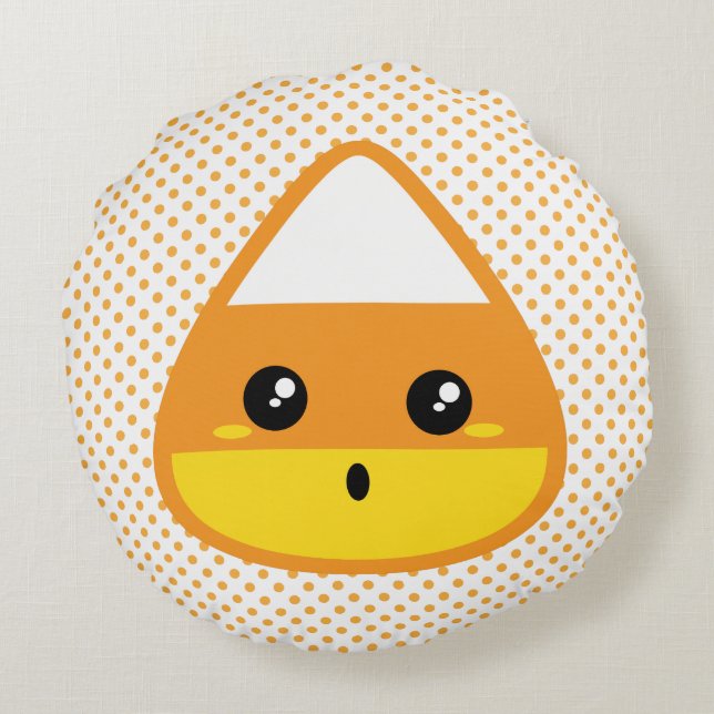 Kawaii Candy Corn Coussin rond (Dos)