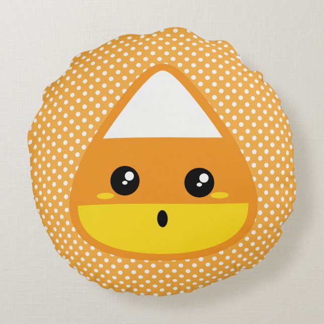 Kawaii Candy Corn Round Pillow Rundes Kissen (Rückseite)