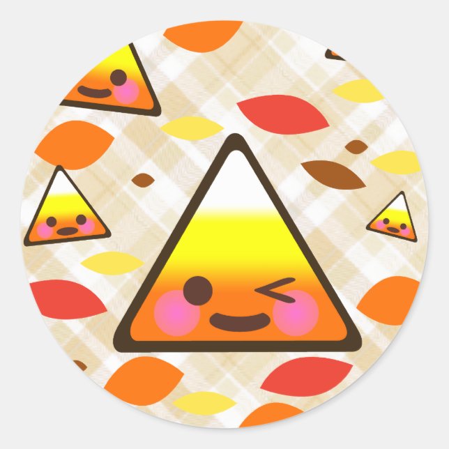 Kawaii Candy Corn Runder Aufkleber (Vorderseite)