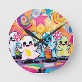 Kawaii Candy Parade Niedlicher Cartoon Runde Wanduhr