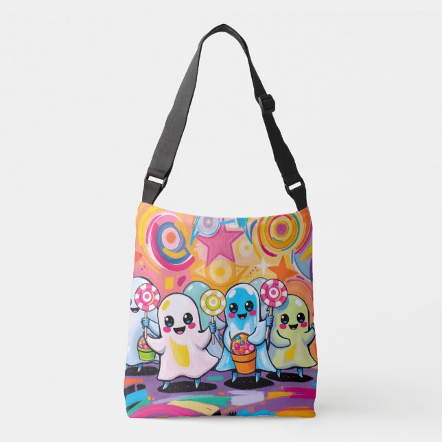Kawaii Candy Parade Niedlicher Cartoon Tragetaschen Mit Langen Trägern (Vorderseite)