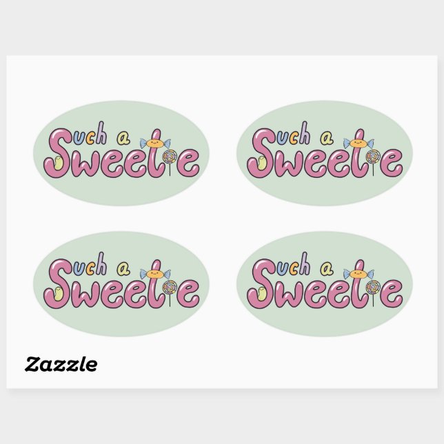 Kawaii Candy Themed Motif Ovaler Aufkleber (Blatt)