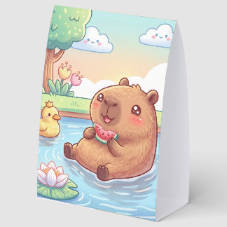 Kawaii Capy in einem Teich Tischaufsteller