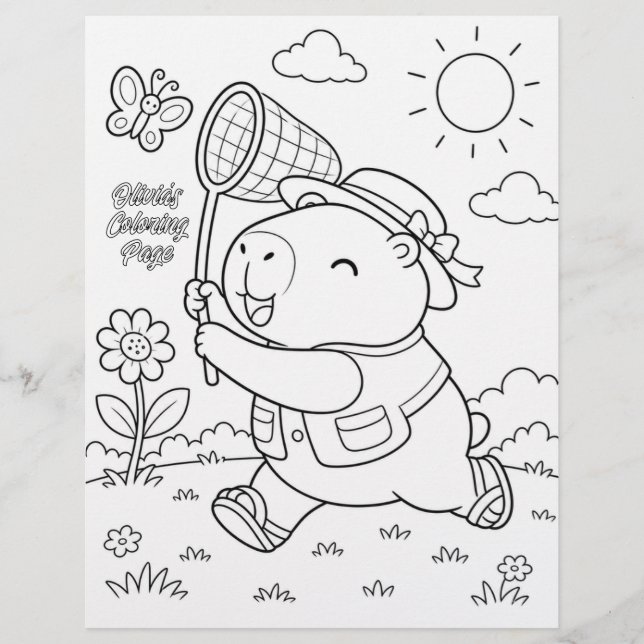 Kawaii Capybara Benutzerdefinierte Färbungsseite (Vorderseite)