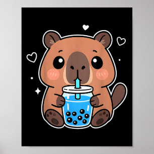Kawaii Capybara Boba Drink Japanisch Niedliche Ani Poster