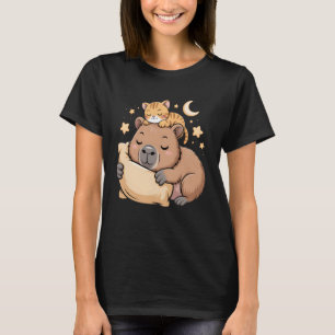 Kawaii Capybara Schlafanzug Sleepybara Süße Katze  T-Shirt