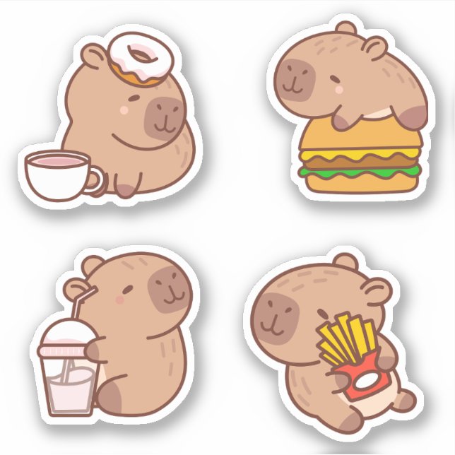 Kawaii Capybara Sticker Pack (Vorderseite)