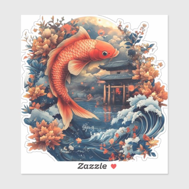 Kawaii Carp Dragon Gate Sticker Chinesischer Legen (Blatt)