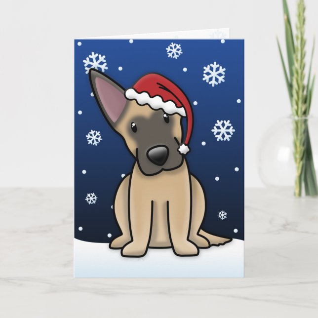 Kawaii Carte de Noël Malinois belge (Devant)