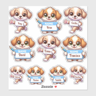 Kawaii Carte de Nom Autocollants de Chien-personna