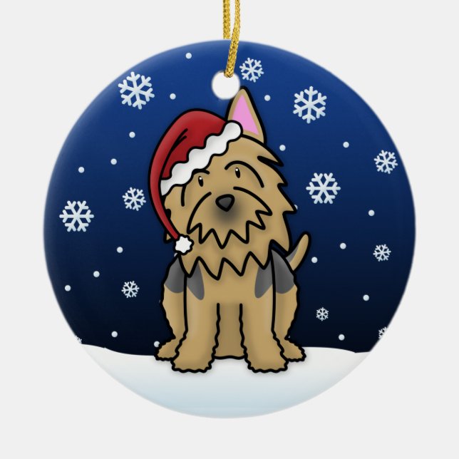 Kawaii Cartoon-australischer Terrier-Weihnachten Keramik Ornament (Vorne)