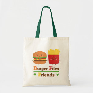 Kawaii Cartoon Burger Pommes Frites Freunde BFF Tragetasche