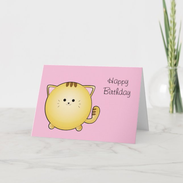 Kawaii Cartoon Cat Birthday Karte (Vorderseite)