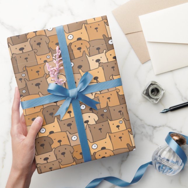 Kawaii Cartoon Dogs Geschenkpapier (Schenken)