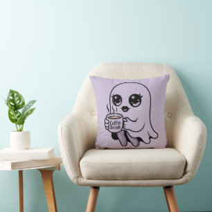 Kawaii Cartoon-Geist mit Fischernetzstrümpfen Kissen