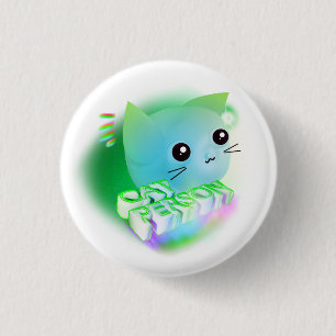 Kawaii Cartoon Kitten Button