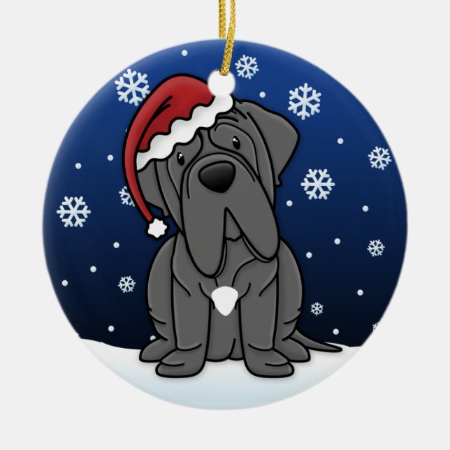 Kawaii Cartoon Neapolitan Mastiff Weihnachten Keramik Ornament (Vorne)