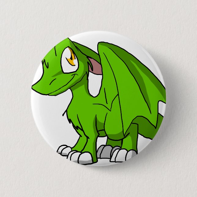 Kawaii Cartoon Recolorable Sd Pelzdrache-Knopf Button (Vorderseite)