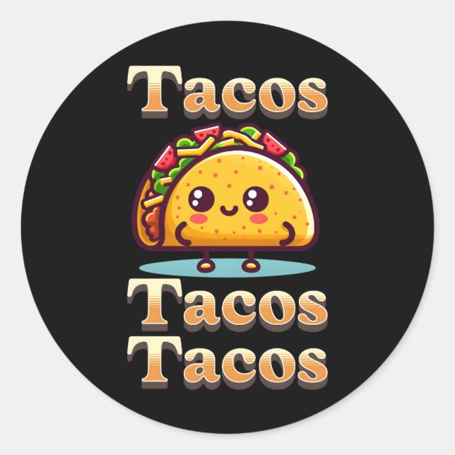 Kawaii Cartoon Tacos Runder Aufkleber (Vorderseite)