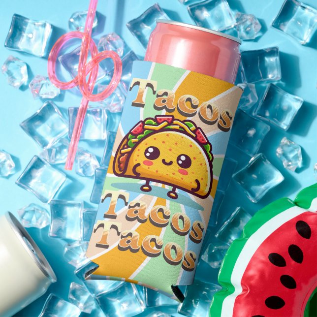 Kawaii Cartoon Tacos Selters Dosenkühler (In Situ Sommer)