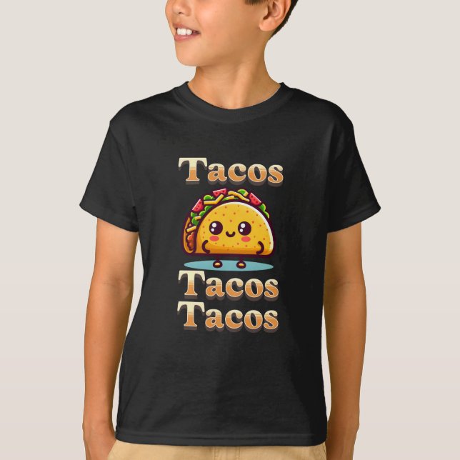 Kawaii Cartoon Tacos T-Shirt (Vorderseite)