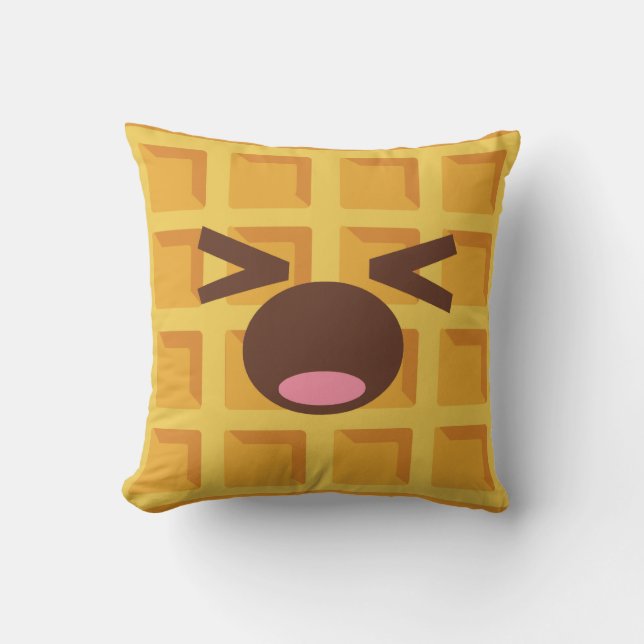 Kawaii Cartoon Waffle Schlafen Niedliches Frühstüc Kissen (Vorderseite)