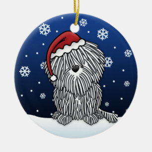 Kawaii Cartoon weiße Puli Weihnachtsverzierung Keramik Ornament